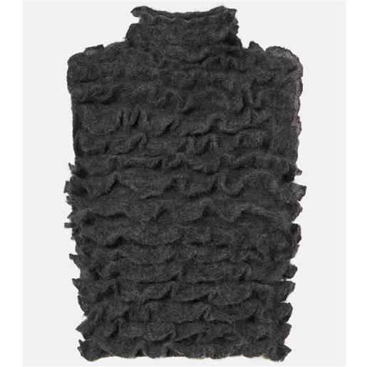 Alaia alaã¯a top cropped in misto mohair con volant