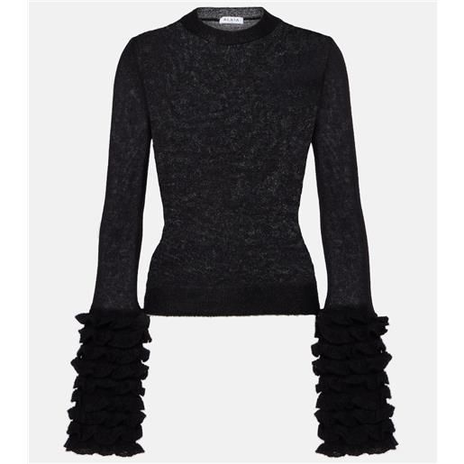 Alaia alaã¯a top in misto mohair con volant