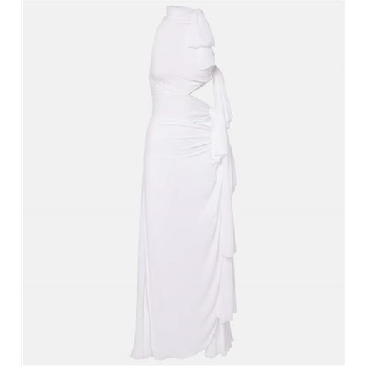 Alaia alaã¯a abito lungo asimmetrico in georgette con fiocco