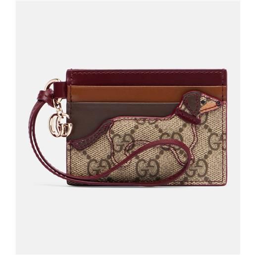 Gucci portacarte gg canvas con finiture in pelle