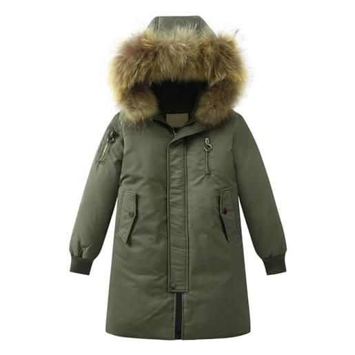 Generic piumino invernale per bambini, unisex, con cappuccio, tinta unita, spesso, caldo, antivento, con cappuccio, taglia 14 16 (ag, 13-14 anni)