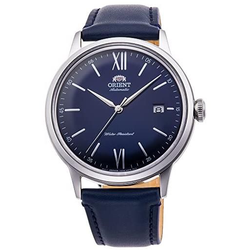 Orient bambino v6 - orologio da polso da uomo automatico e a carica manuale meccanico classico cinturino in pelle blu cassa in acciaio inox display analogico blu - ra-ac0021l10b