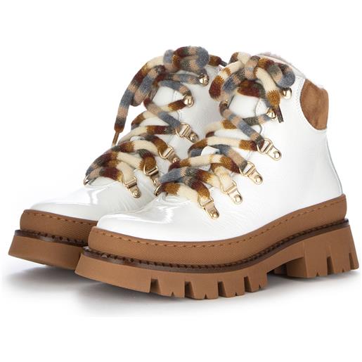 ELENA | stivaletti lacci fantasia bianco