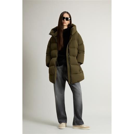Woolrich donna piumino cloud in nylon elasticizzato con finitura opaca verde taglia xxs