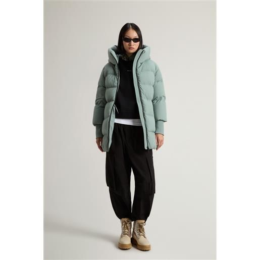 Woolrich donna piumino cloud in nylon elasticizzato con finitura opaca verde taglia xxs