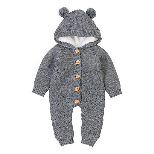 VICROAD pagliaccetti lavorati a maglia con pagliaccetto per neonato, tutine per ragazzi, maglione caldo, tute per la tuta