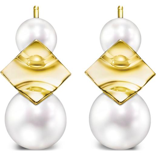 Orecchini pendenti Eternity perla e oro