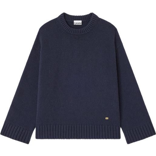 GANNI maglione con maniche a spalla bassa - blu