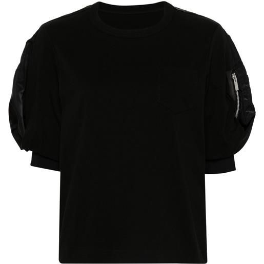 sacai t-shirt in jersey di cotone - nero