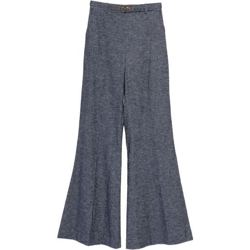 ZIMMERMANN pantaloni hypnotic svasati con cintura - blu