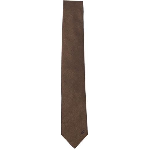 Brioni cravatta a righe in seta - marrone