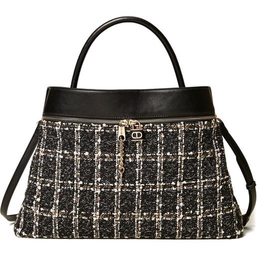 TWINSET borsa tote a quadri - nero