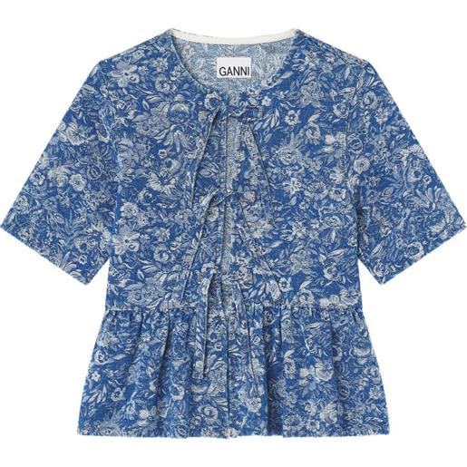 GANNI blusa con fiocco