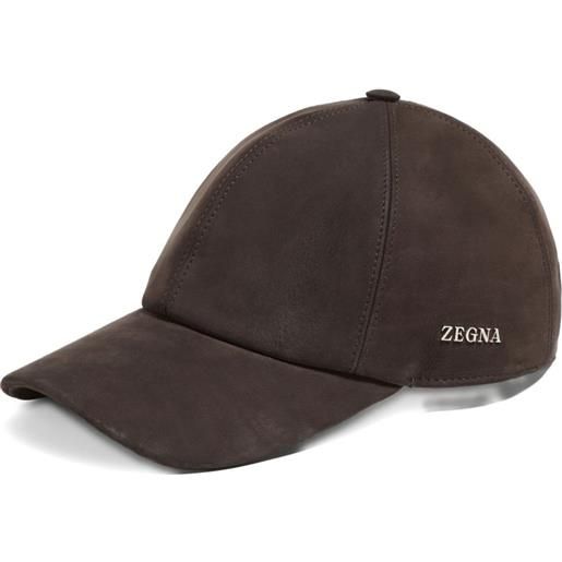 Zegna cappello da baseball in pelle - marrone