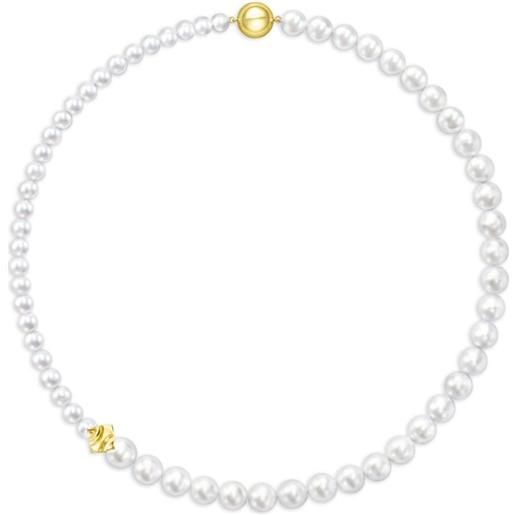 TASAKI collana m/g tasaki square leaf in oro giallo 18 carati con perle d'acqua dolce - bianco