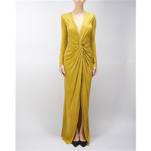 ELISABETTA FRANCHI abito red carpet in jersey cupro con piercing