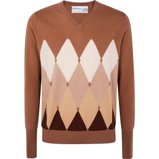 Ballantyne maglione a rombi con scollo a v - marrone