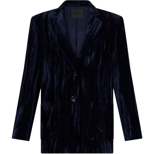 LIU JO blazer plissettato in velluto - blu
