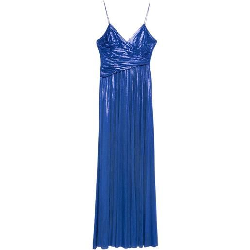 Retrofete abito lungo con effetto metallizzato - blu