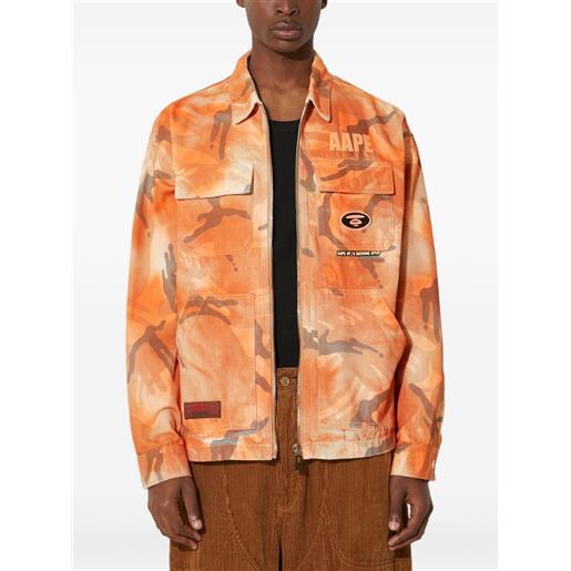 AAPE BY *A BATHING APE® giacca-camicia camo con zip - arancione