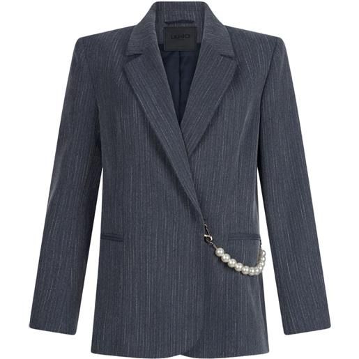LIU JO blazer gessato con decorazione - blu