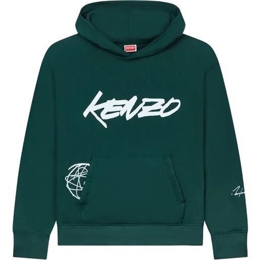 Kenzo x futura 2000 felpa con cappuccio e stampa atomo - verde