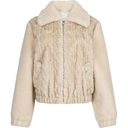 LIU JO cappotto effetto teddy a trecce - toni neutri