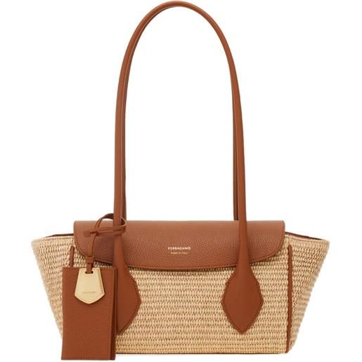Ferragamo borsa tote east-west piccola - toni neutri