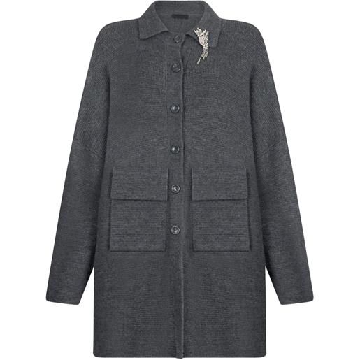 LIU JO cappotto con strass - grigio