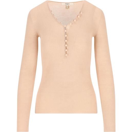 Chloé t-shirt henley a coste - rosa