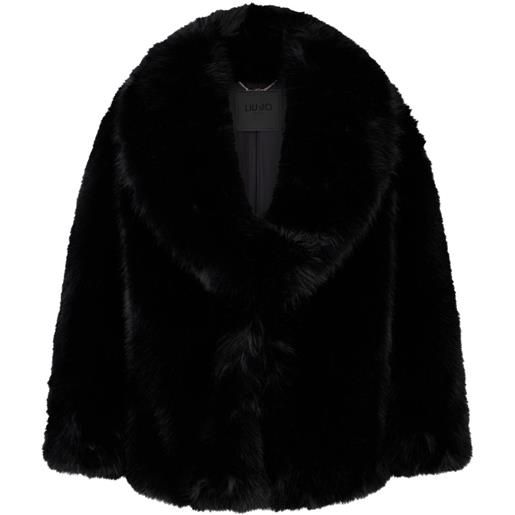LIU JO cappotto in pelliccia sintetica - nero