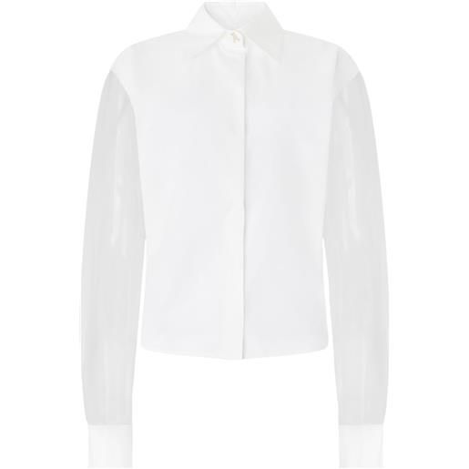 Genny camicia con maniche in organza - bianco