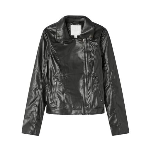 Springfield fitted pu biker jacket zipper pockets and lining with flaps giacca motera, nero, 40 donna