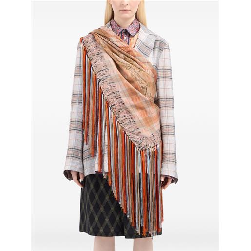 Pierre-Louis Mascia sciarpa a quadri con frange - arancione