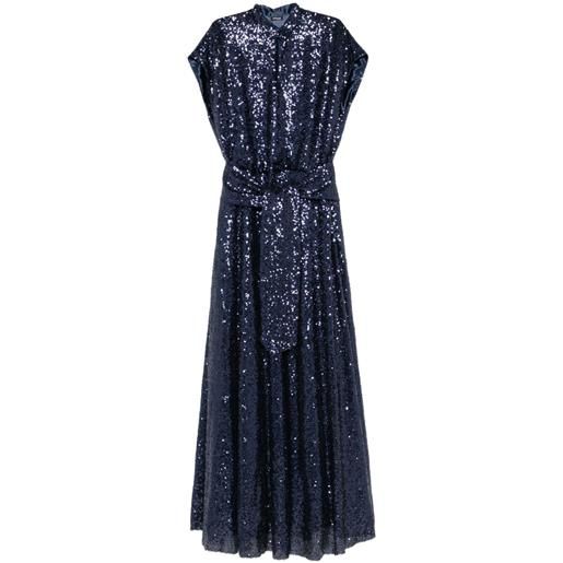 Kiton abito con paillettes e cintura - blu