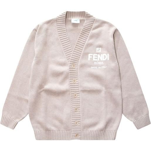 Fendi Kids cardigan con ricamo - toni neutri