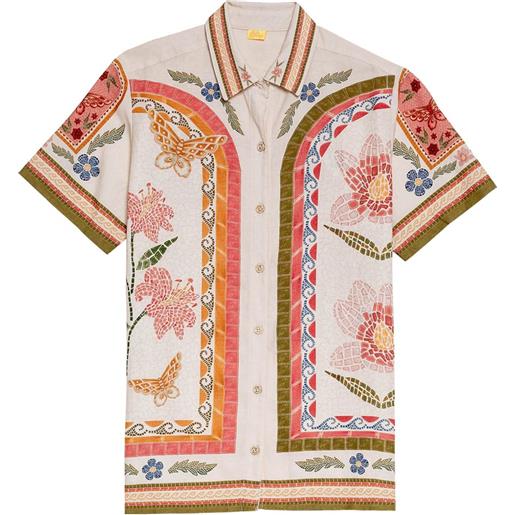 Agua Bendita camicia ali fiore a fiori - toni neutri