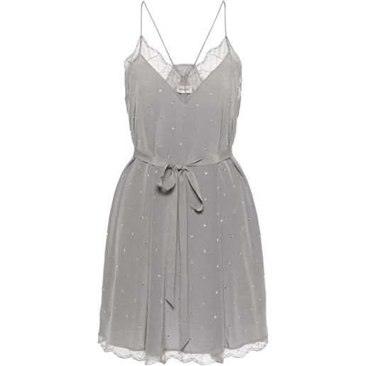 Zadig&Voltaire abito ristyz corto con strass - grigio