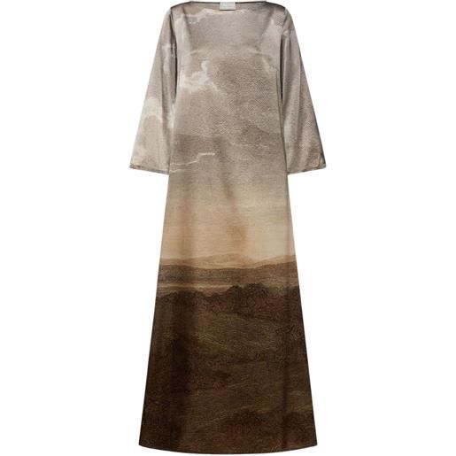 Pierre-Louis Mascia abito lungo con motivo astratto - toni neutri
