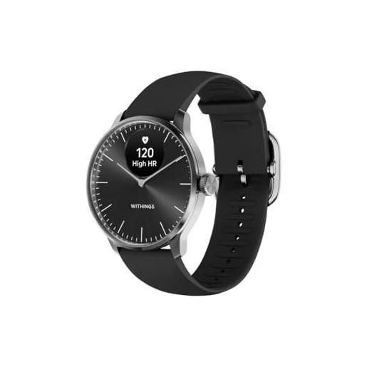 Withings scan. Watch light - smartwatch ibrido, monitoraggio cardiaco 24/7, monitoraggio attività, monitoraggio ciclo e sonno, gps connesso, durata batteria 30 giorni, compatibile android e apple