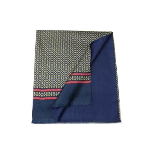 Avantgarde - sciarpa lana seta uomo blu doppiata colore blu, fantasia 3