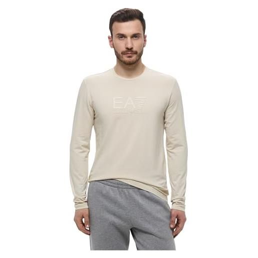 EA7 emporio armani t-shirt uomo a maniche lunghe visibility in cotone stretch 7m000227af10373 8059659234399 - beige chiaro xl