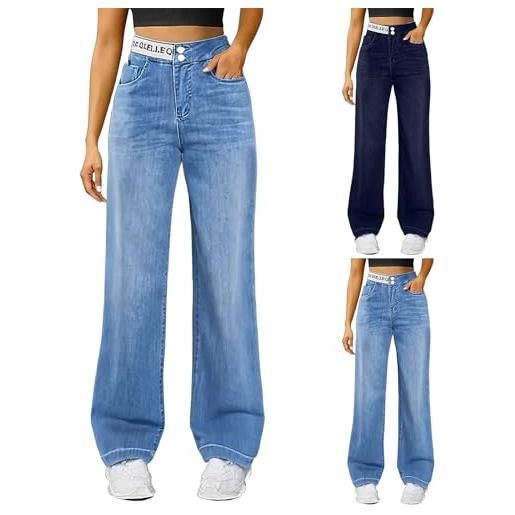 Generico jeans donna vita alta pantaloni elasticizzati donna classic semplice tinta unita pantaloni denim elegante curvy morbido comodo con tasche per l'autunno e l'inverno
