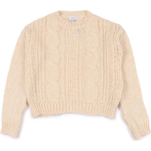 Magil maglione a trecce panna