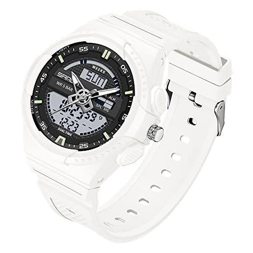 Forrader orologio da donna impermeabile, sportivo, digitale, da polso, con data, retroilluminazione, settimana, sveglia, cronometro, orologio digitale, regalo per ragazze/donne, bianco, cinturino