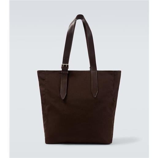 Dries Van Noten borsa in canvas di cotone con finiture in pelle