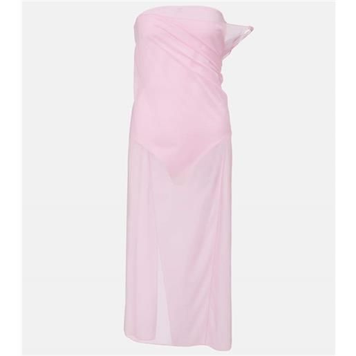 Courreges courrã¨ges abito midi drappeggiato in crãªpe di jersey trasparente