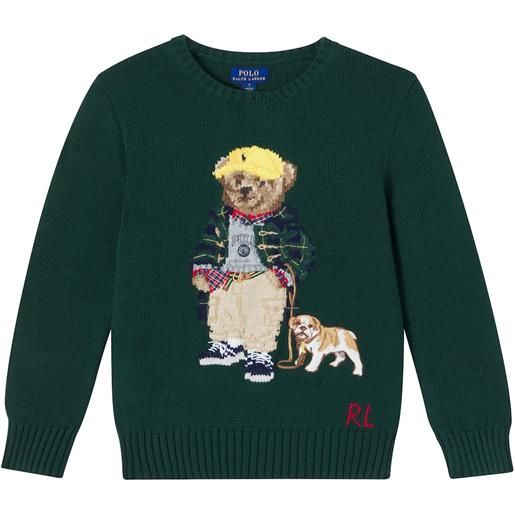 Polo Ralph Lauren Kids pullover polo bear in cotone con intarsio