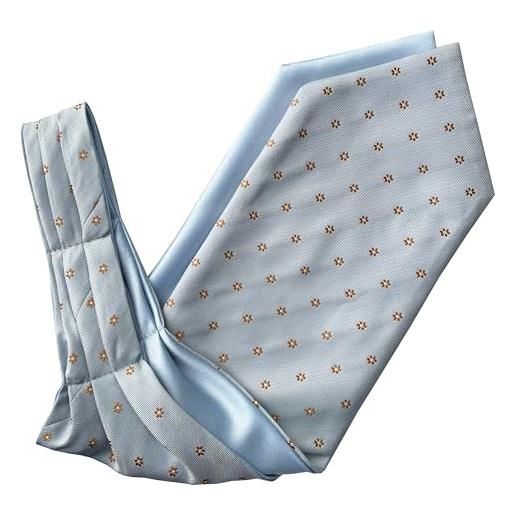 Great British Tie Club cravat ascot da uomo under shirt, blu pallido con fiori in bronzo, blu, bronzo, taglia unica
