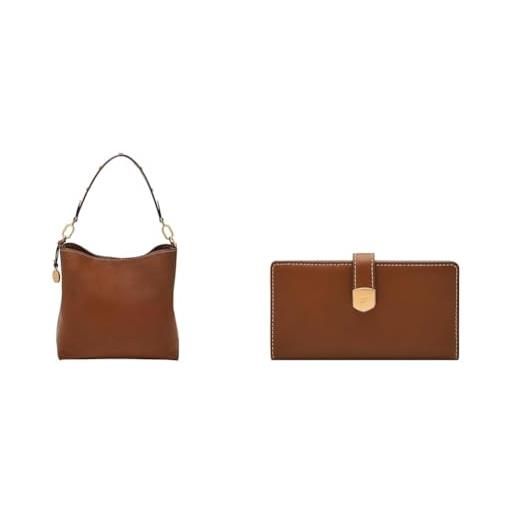 Fossil Jolie, borsa a tracolla in pelle o pelle scamosciata marrone per donna